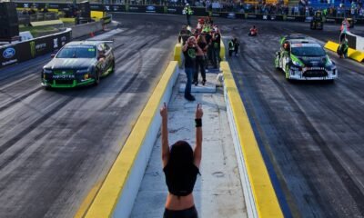 Ken Block vs Jamie Whincup in a Ford vs Holden drag race