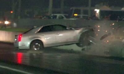 Cadillac CTS-V Drag strip crash