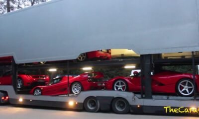 Ferrari's being unloaded at Concourse D'Elegance