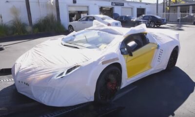 Lamborghini Aventador SV delivered in a gift wrap