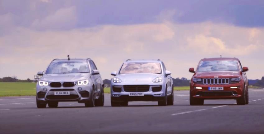 Grand Cherokee SRT vs X5 M vs Cayenne Turbo S Drag Race
