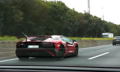 Lamborghini Huracan races Aventador SV on autobahn