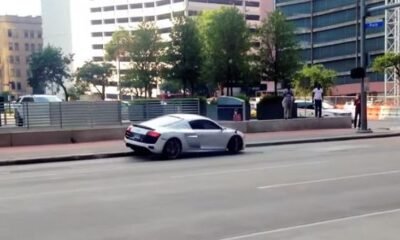 Half wit crashes Audi R8 in Houston