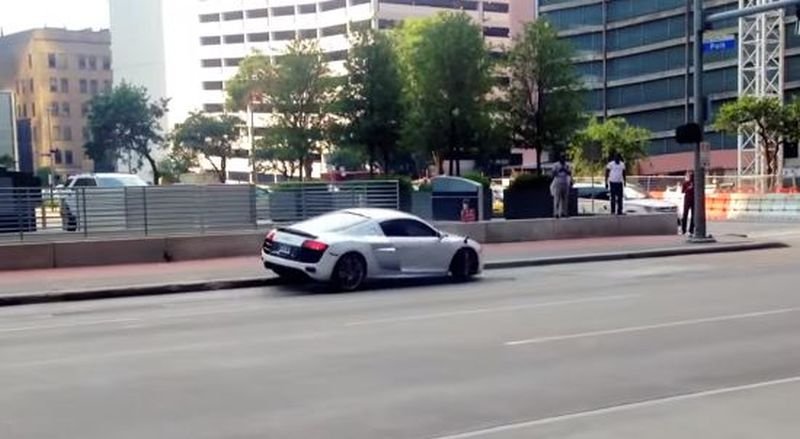 Half wit crashes Audi R8 in Houston