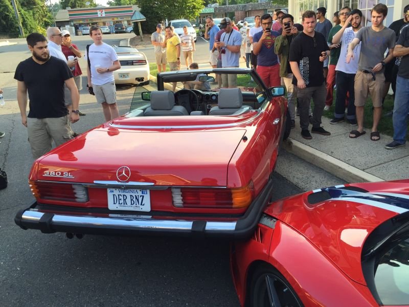 Ferrari 458 Speciale- Classic Merc crash at Cars and coffee-1