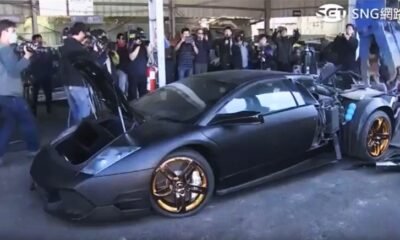 Lamborghini Mucielago destroyed in Taiwan