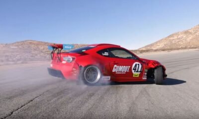 Ryan Tuerck drifting his Ferrari-powered Toyota GT4586 at Willow Springs