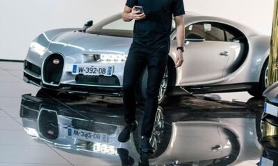 Cristiano Ronaldo test drives a Bugatti Chiron