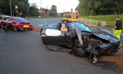 Ferrari 458 and Porsche 728 crash