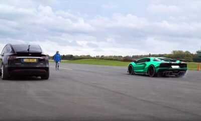 Lamborghini Aventador S vs Tesla Model X P100D-dragrace