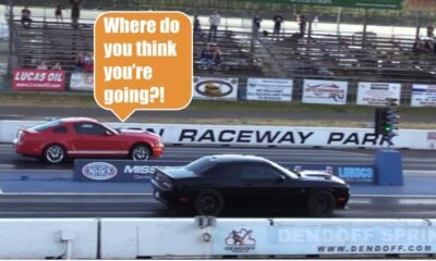 Mustang vs Challenger Helcat drag race