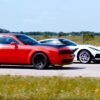 Dodge Challenger Demon vs Hennessey Corvette ZR1-drag race