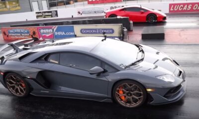 Lamborghini Huracan vs Aventador SVJ drag race
