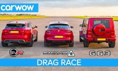 Jaguar F-Pace SVR-Alfa Romeo Stelvio-Mercedes-AMG G63-drag-race