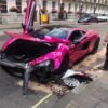 Pink McLaren 570S Crash-London-1