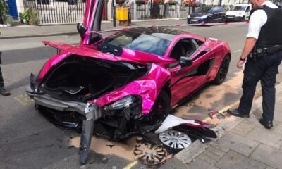 Pink McLaren 570S Crash-London-1