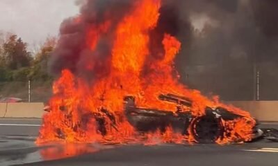 Pink-Chrome-Lamborghini Aventador SVJ Roadster-Fire-TeamSalamone