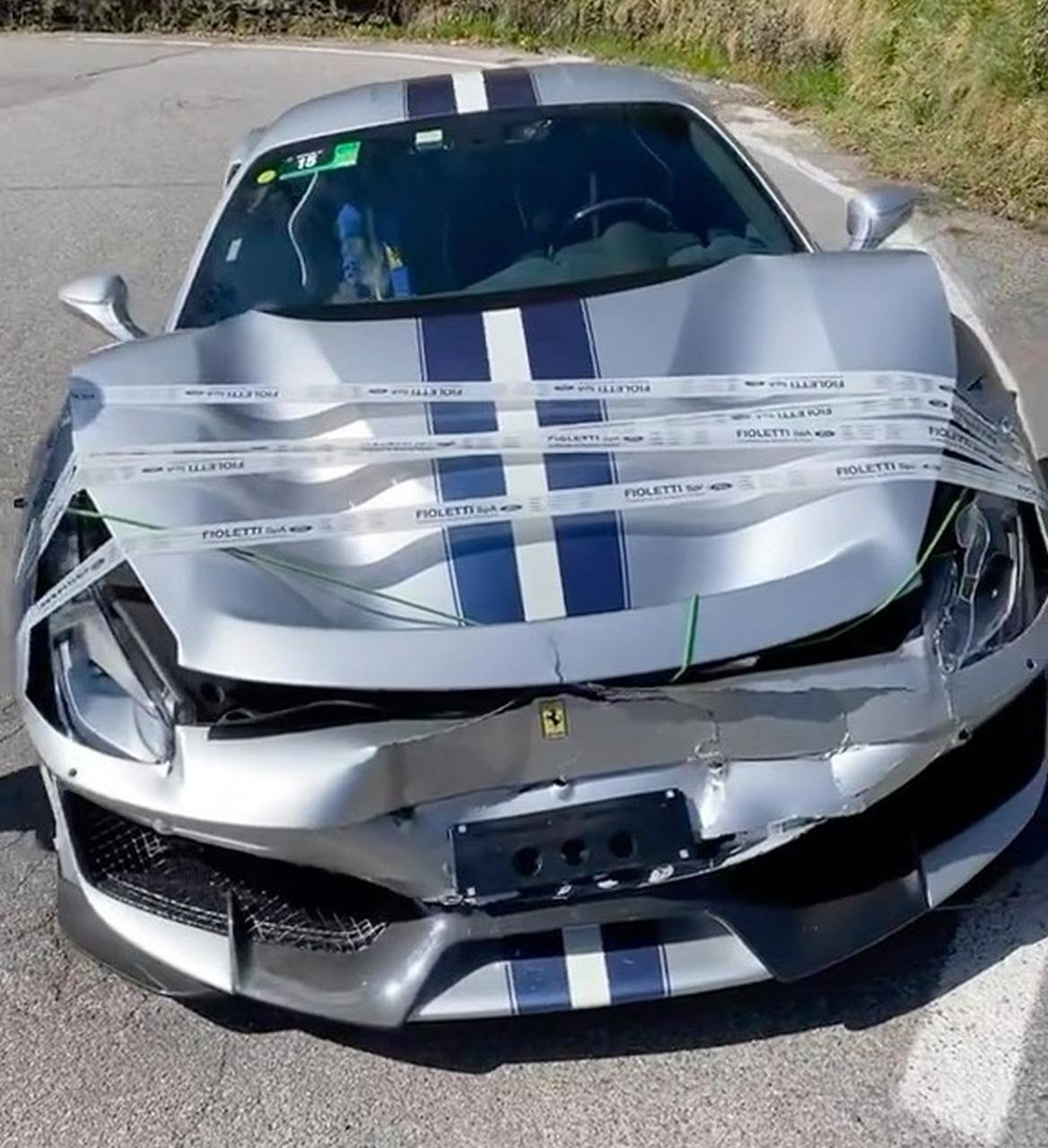 Ferrari 488 Pista-crash-Bergamo-Italy