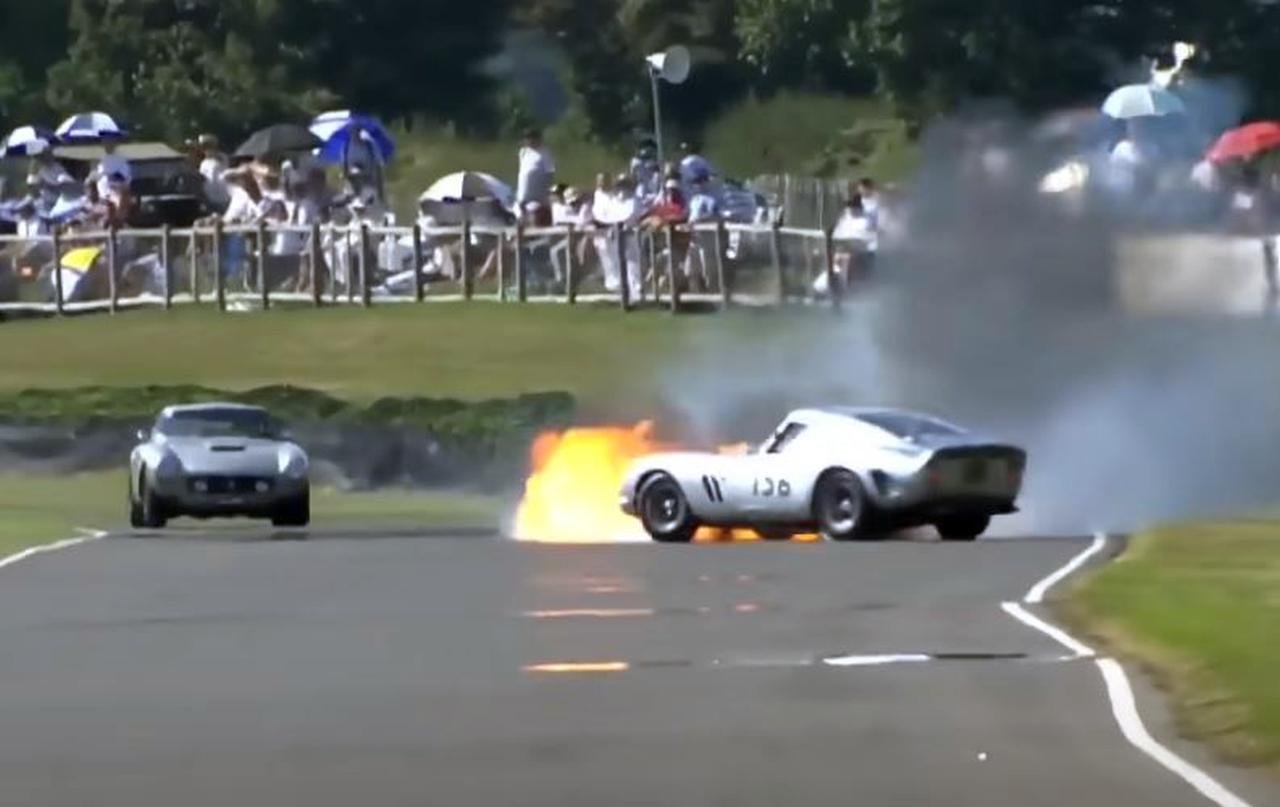 Ferrari 250 GTO-crash-fire-Goodwood Revival-1
