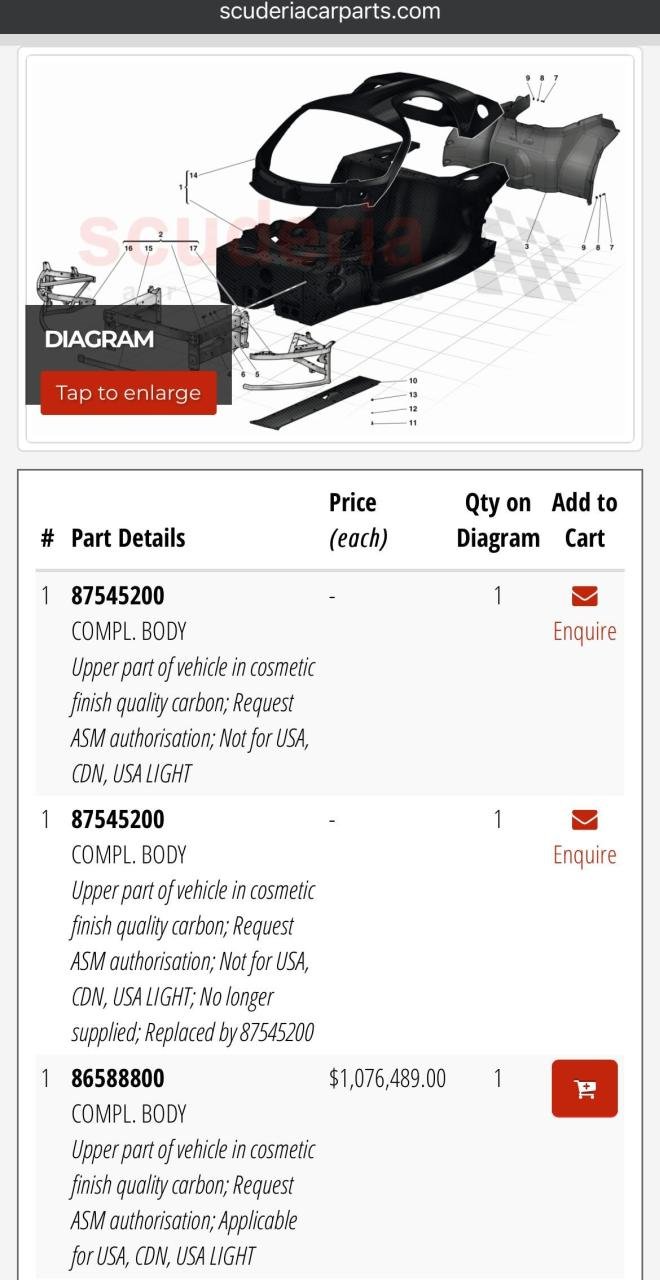 LaFerrari carbon monocoque price