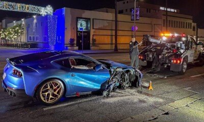 Michael B Jordan Ferrari crash-LA