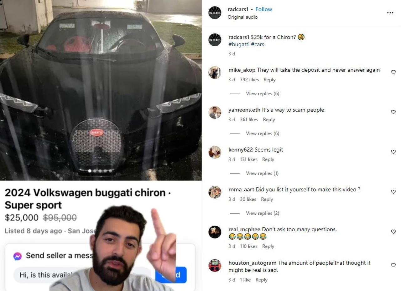 Bugatti Chiron facebook scam