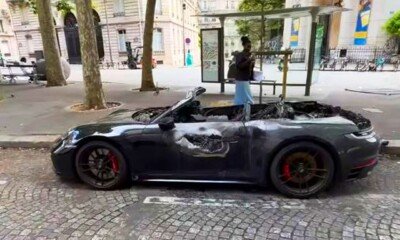 Porsche 911 fire Paris riots